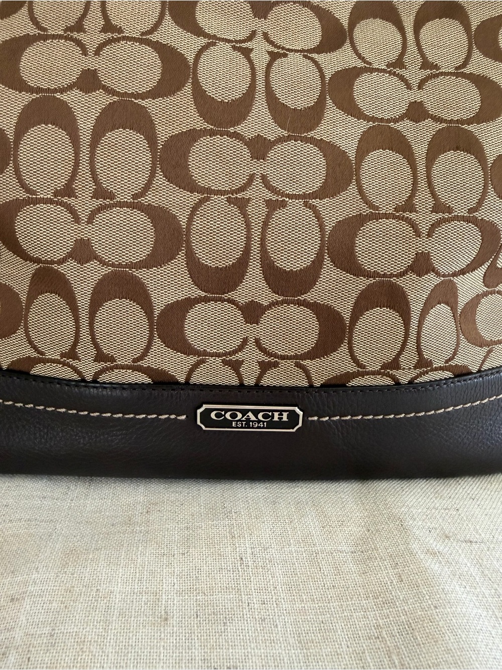 Coach Brown Signature Carrie Leather Tote - Picture 2 of 15